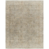 A rectangular Margaret area rug with a vintage floral design in darker neutral tones.