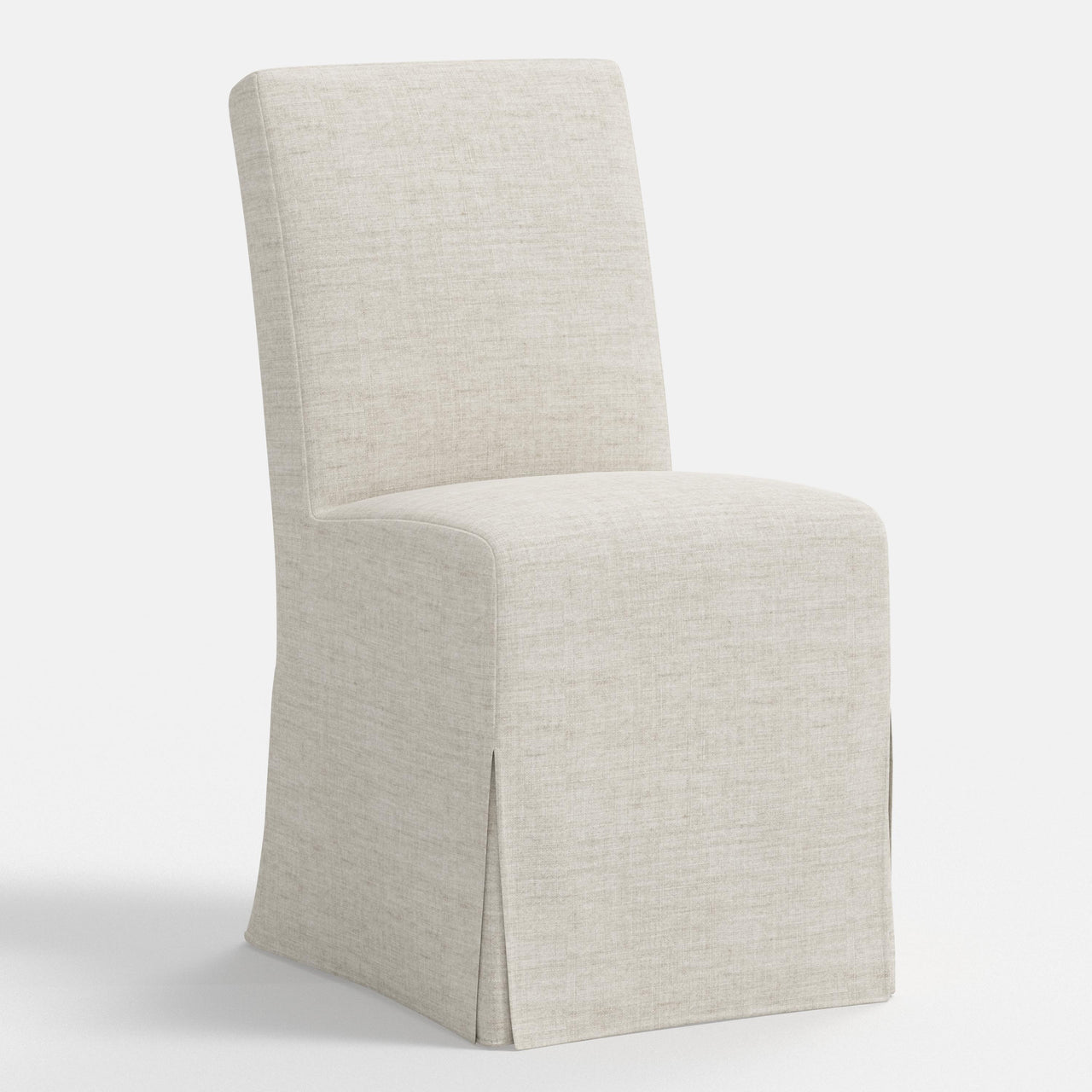 Beige chair with a textured cover on a white background