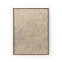 A framed artwork featuring a textured beige surface with a wooden frame, reflecting early Impressionism style.
