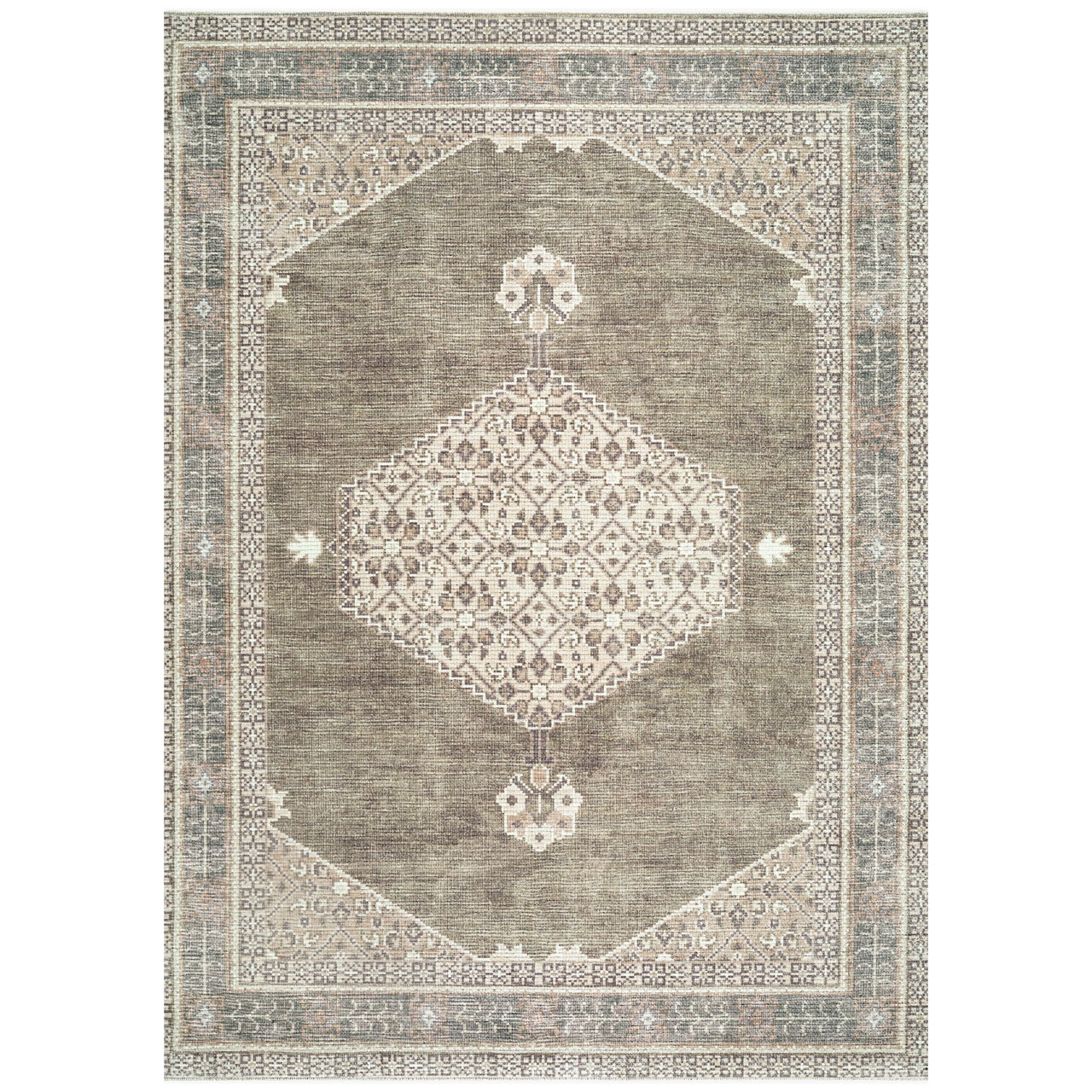 Decorative rug with geometric pattern on a white background