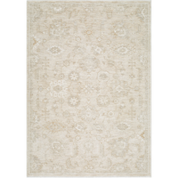A beige and white floral patterned rug.