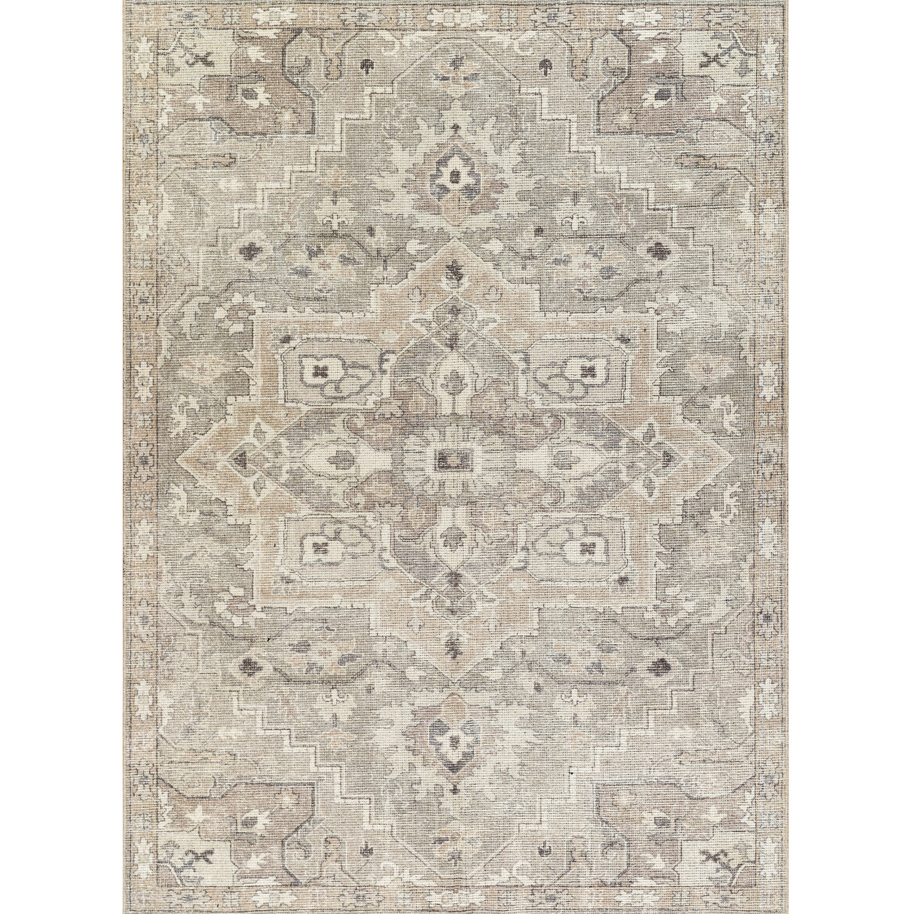 A traditional style Elle Collection rug with a detailed medallion design in warm gray tones.